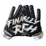Battle Sports Finally Rich Black Wide Receiver Football Gloves, Ultra Stick Adult & Youth Gloves - Adult Medium, Black/White