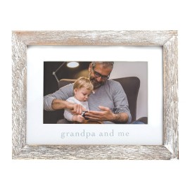 Pearhead Grandpa and Me Rustic Picture Frame, Gender Neutral Nursery Decor, Farmhouse Style Wall or Tabletop Display, Gift for New Dad or Grandfather, 4x6 Photo Insert, Distressed Wood