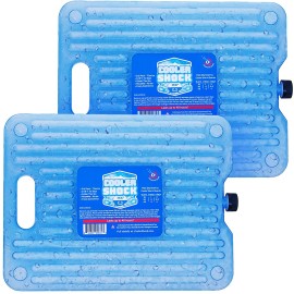 Cooler Shock Ice Packs for Cooler - 2 Reusable, Long Lasting, Cold Freezer Packs for Coolers, Lunch Bags & Totes to Keep Food Fresh - Clear