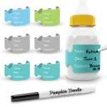 Pumpkin Doodle-The Original Write and Reuse Baby Bottle Labels for Daycare (Cool-Multi-Small) Compatible with Dr. Brown\'s 4oz Bottle