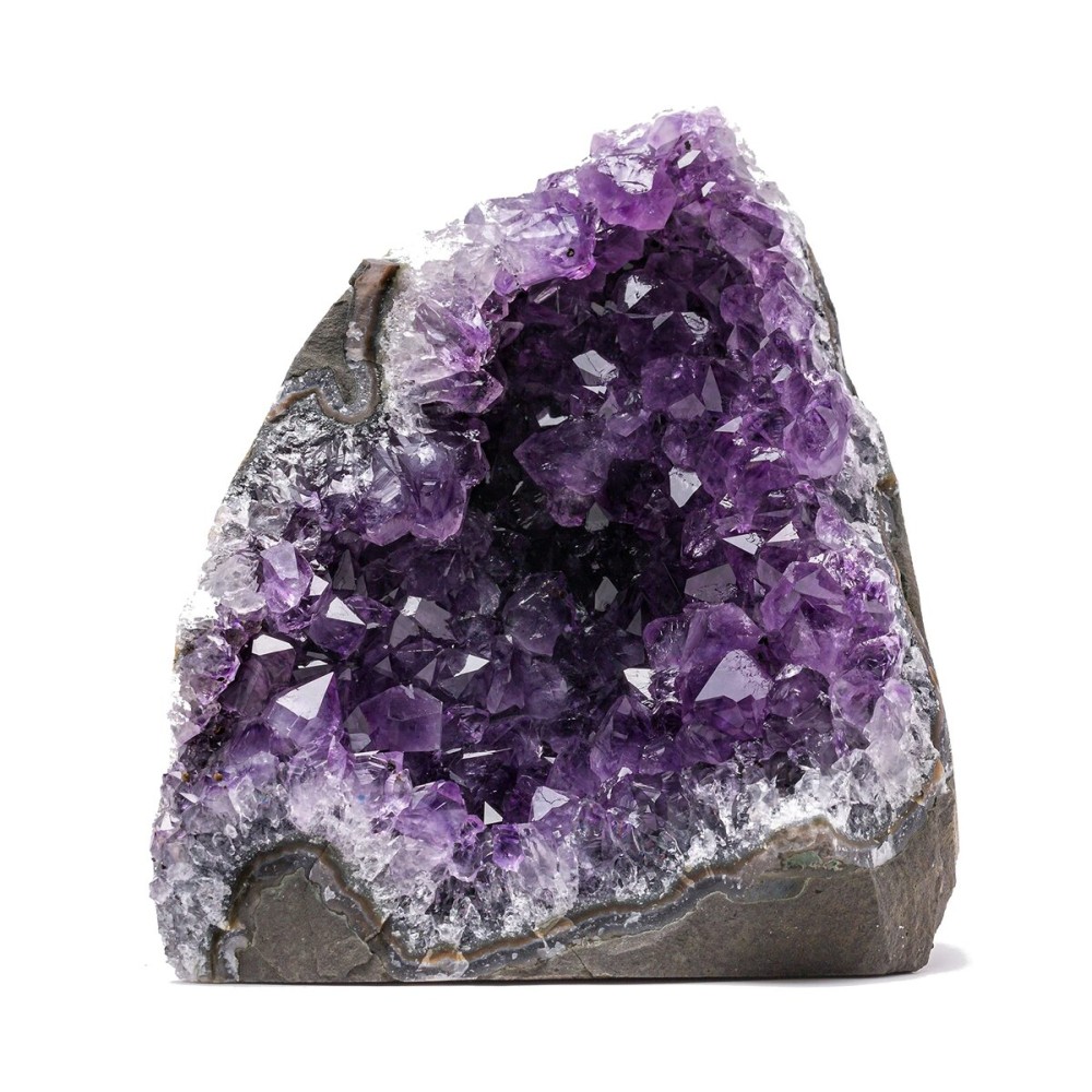 EMPORION Natural Amethyst (0.5 lb to 1 lb) - 3 to 4.5 Height - Crystal Clusters Stone from Uruguay Raw Geode Quartz - Deep Purple Color