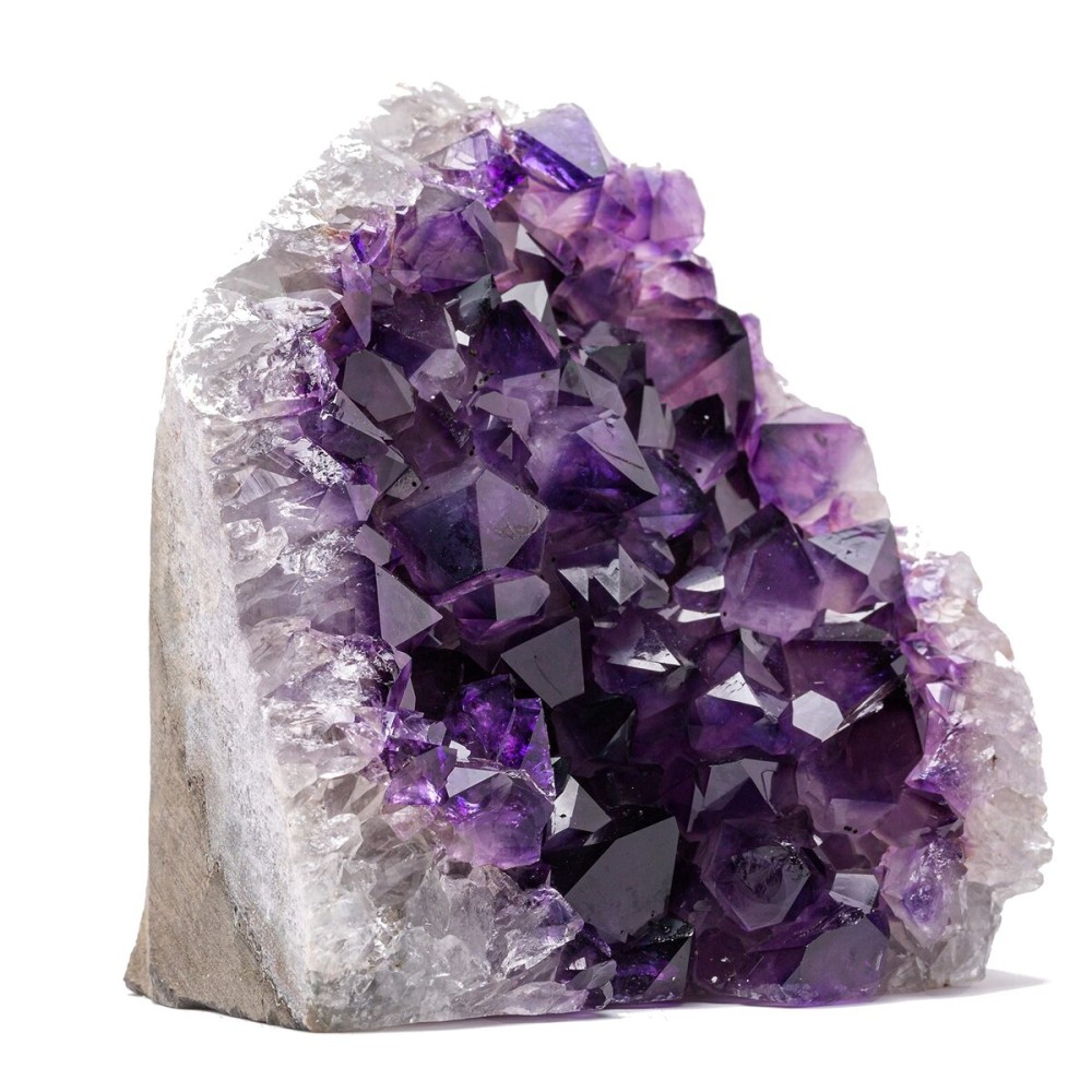 EMPORION Natural Amethyst (1 lb to 1.5 lb) - 3.5 to 6 Height - Crystal Clusters Stone from Uruguay Raw Geode Quartz - Deep Purple Color