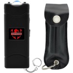 FIGHTSENSE Mini Stun Gun Keychain & Pepper Spray Combo Pack for Self Defense Kit - Extremely Powerful Stun Gun Flashlight for Women (Black Bling)