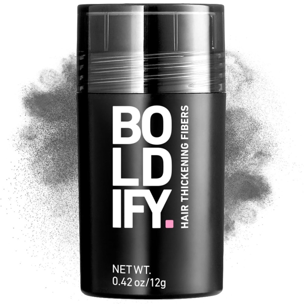 BOLDIFY Hair Fibers (12g) - Fill In Thinning and Fine Hair for an Instantly Fuller, Thicker Look - 14 Shades for Women & Men - Dark Gray