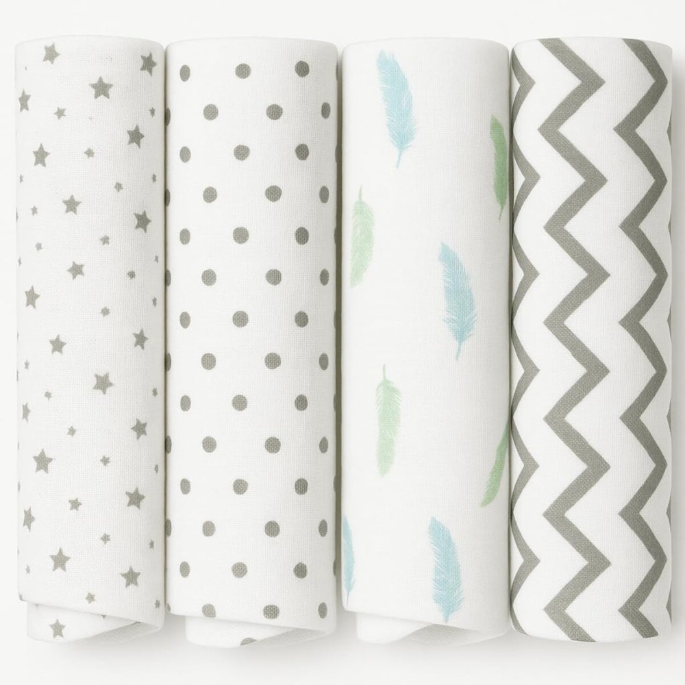 100% Muslin Swaddle Blankets,Baby Swaddling Blankets for New Born, Baby Receiving Blankets Unisex, Soft, Warm and Cosy Blankets Pack of 4, Size 47 x 47 inches,Gift for Mom Frozen Monkey Mix