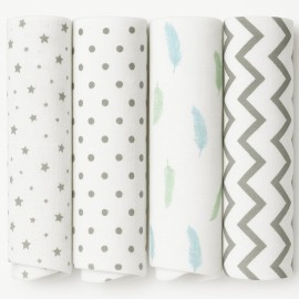 100% Muslin Swaddle Blankets,Baby Swaddling Blankets for New Born, Baby Receiving Blankets Unisex, Soft, Warm and Cosy Blankets Pack of 4, Size 47 x 47 inches,Gift for Mom Frozen Monkey Mix