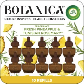 Botanica by Air Wick Plug in Scented Oil Refill, 10ct, Fresh Pineapple and Tunisian Rosemary, Essential Oils, Air Freshener, Eco Friendly