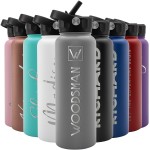 Amazing Items Personalized Water Bottle w/Straw & Lid, 40 oz - Gray | Custom Large Stainless Steel Sports Water Bottle w/Name and Text - Double-Wall, Vacuum Insulated - Rotating Handle