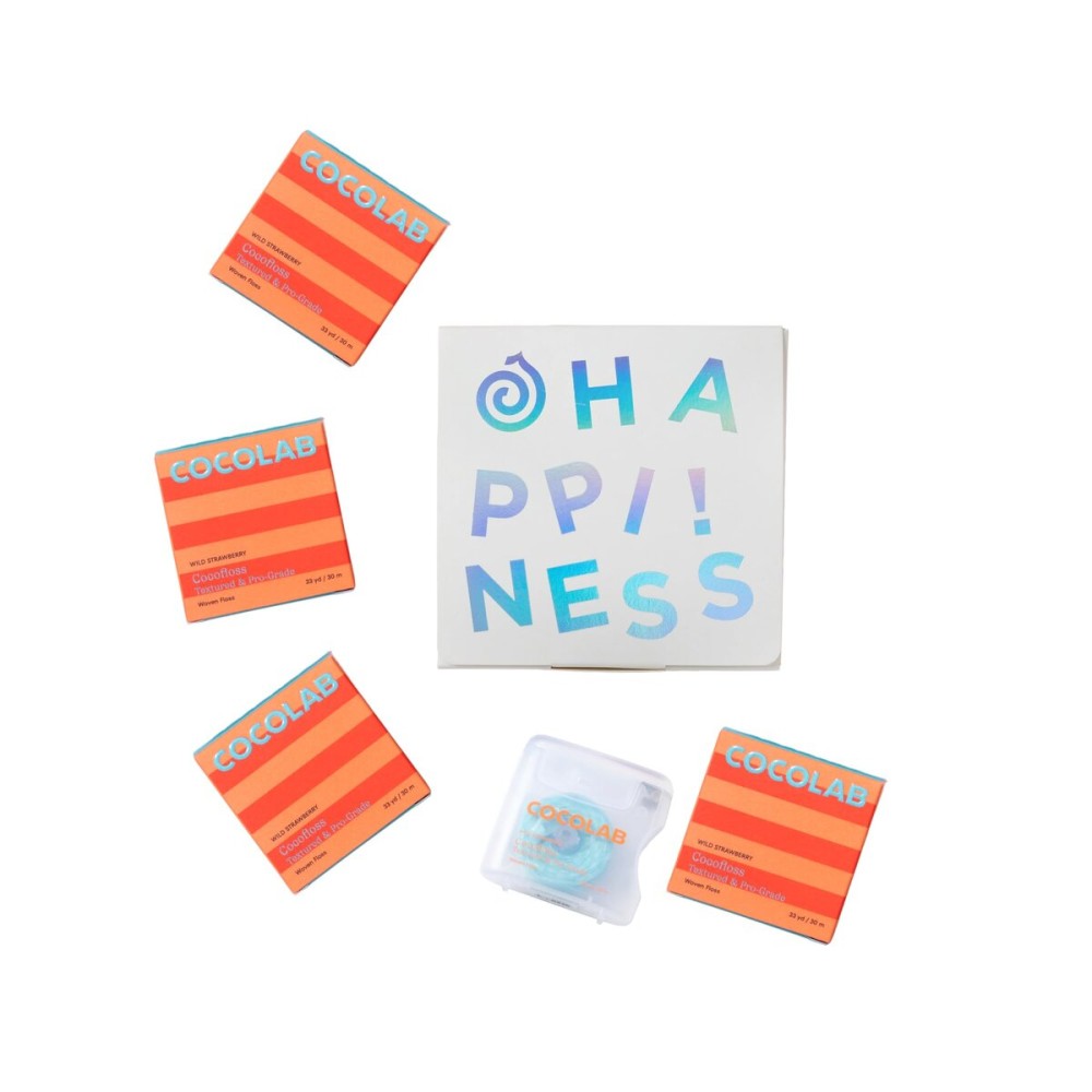 Cocofloss Woven Dental Floss, Dentist-Designed Oral Care, Strawberry Scent, Waxed, Expanding, Kid-Friendly String Floss with Coconut Oil, 4 Spools (33 yd Each)