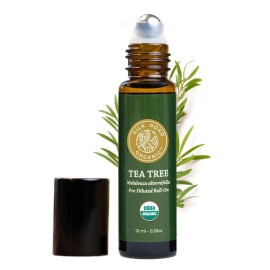 Silk Road Organic Tea Tree Essential Oil Roll On, 100% Pure USDA Certified - Healthy Skin, Toenails, Feet, Body Odor - 10 ml Roller - Always Pure, Always Organic