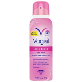 Vagisil Odor Block Dry Wash Spray for Feminine Hygiene, Gynecologist Tested, Hypoallergenic, 2.6 Ounces (Pack of 1)