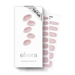 ohora Semi Cured Gel Nail Strips (N Pixie Dust) - Nude, Glitter, Works with Any UV/LED Lamps, Salon-Quality, Long Lasting, Easy to Apply & Remove - Includes 2 Prep Pads, Nail File & Wooden Stick