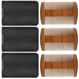 3 Pieces Beard Comb for Men Natural Sandalwood Wooden Mustaches Combs