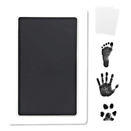 Inkless Large Clean Touch Ink Pad Kit for Baby Footprint, Handprint & Pet Paw Print - No Ink Mess, Clear Print, Smudge Resistant, Long Lasting, Baby Safe, Includes 2 Cardstock(Clean-Touch - Black)