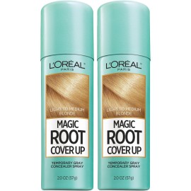 L\'Oreal Paris Hair Color Magic Root Cover Up Temporary Colored Concealer Spray for Gray Roots, Lightweight formula, Ammonia and Peroxide Free, Light to Medium Blonde, 2 count