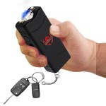 FIGHTSENSE Super Heavy Duty Keychain Stun Gun with Flashlight for Men and Women self Defense Device, Rechargeable Stun Gun, Nylon Holsters (Black)