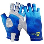 Drasry UV Protection Fishing Fingerless Gloves Men Women UPF 50+ SPF for Fishing Kayak Paddling Hiking Sailing Rowing Sun Gloves Blue