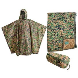 USGI Industries Military Style Poncho | Lightweight Tactical Multi Use Rip Stop Camouflage Rain Poncho | Perfect for Hiking, Hunting, Emergency Tent, Survival (2-Pack Marpat Gear)