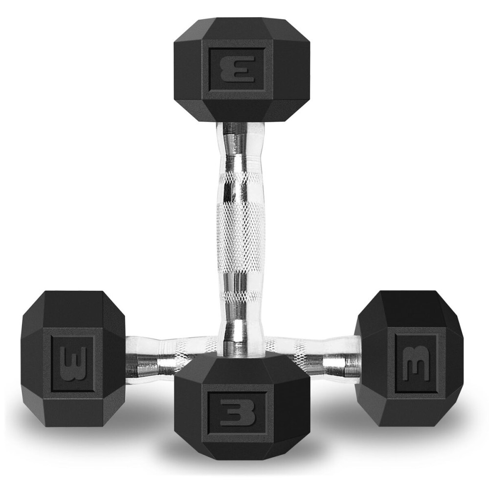 Balelinko Hex Dumbbells Free Weights Set with Metal Handles Rubber Encased Solid Cast Iron Hex Dumbbell in Pair, 3 LBS
