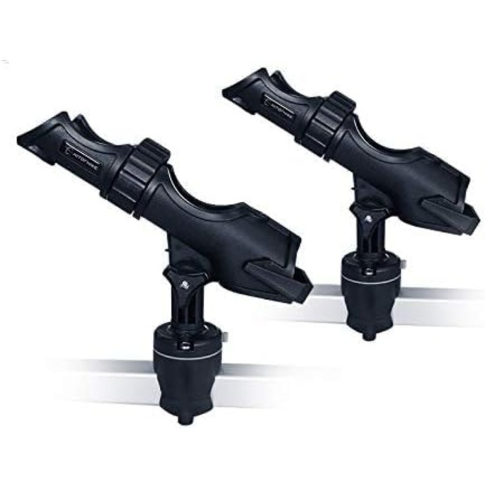 Hitorhike Fishing Rod Holder Universal Fit Kit with Mount Allows for 360-degree Adjustment Kayak Fishing Boat Powerlock Rod Holder (Fishing Rod Holder x2+Round&Square Rail Mount x2)