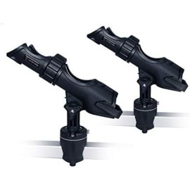 Hitorhike Fishing Rod Holder Universal Fit Kit with Mount Allows for 360-degree Adjustment Kayak Fishing Boat Powerlock Rod Holder (Fishing Rod Holder x2+Round&Square Rail Mount x2)