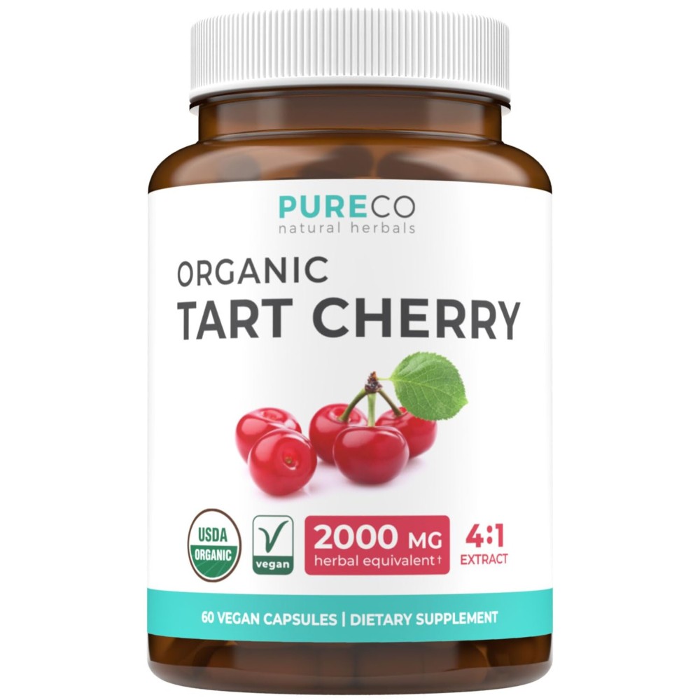 Organic Tart Cherry Capsules - High Strength 4:1 Tart Cherry Extract Capsules with 2000mg Herbal Equivalent per Serving for Uric Acid Support - Vegan Non-GMO & Made in the USA (2 Months Supply)