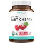 Organic Tart Cherry Capsules - High Strength 4:1 Tart Cherry Extract Capsules with 2000mg Herbal Equivalent per Serving for Uric Acid Support - Vegan Non-GMO & Made in the USA (2 Months Supply)
