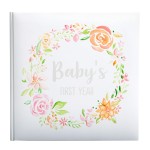Kate & Milo Floral Baby\'s First Year Memory Book, Baby Milestones Photo Album, Trendy Baby Girl Gift 9x9x0.5 Inch (Pack of 1)