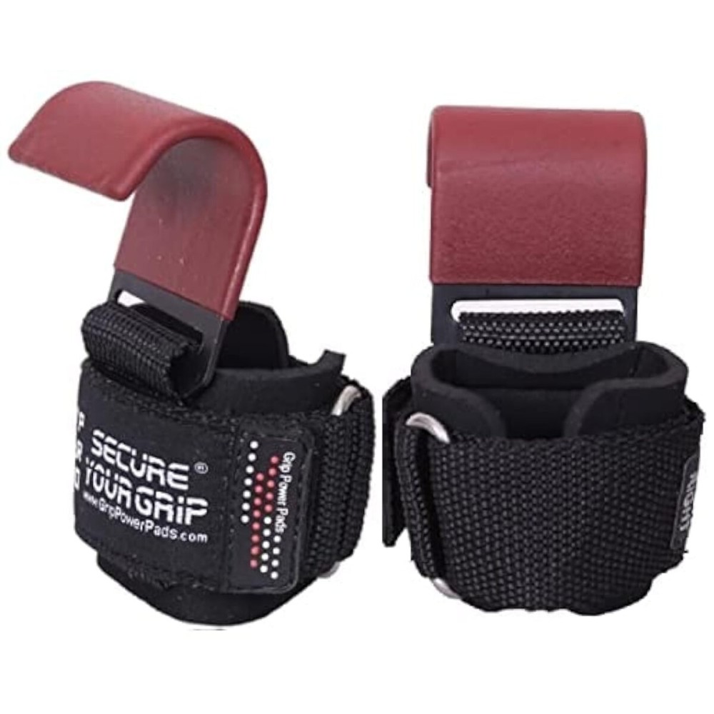 Weight Lifting Hooks Heavy Duty PRO Wrist Straps for Deadlift, Power Lifting Grips, Weightlifting Gym Gloves for Men & Women (Brown, Men-Wrist Size Large)