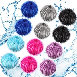 Blulu 12 Pieces Pet Hair Remover for Laundry Dryer Balls Reusable Washing Machine Hair Catcher Pet Dog Cat Catcher Lint Remover (Light Blue,Blue,Grey,Black,Purple,Rose Red)