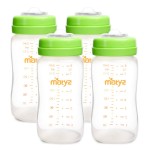 Matyz 4-PACK Breastmilk Storage Bottles With Lids (Green, 8oz Each) - Wide Mouth Breastmilk Collection Storage Bottle - Leakproof Breast Pump Bottle for Spectra Medela Philips Breast Pumps