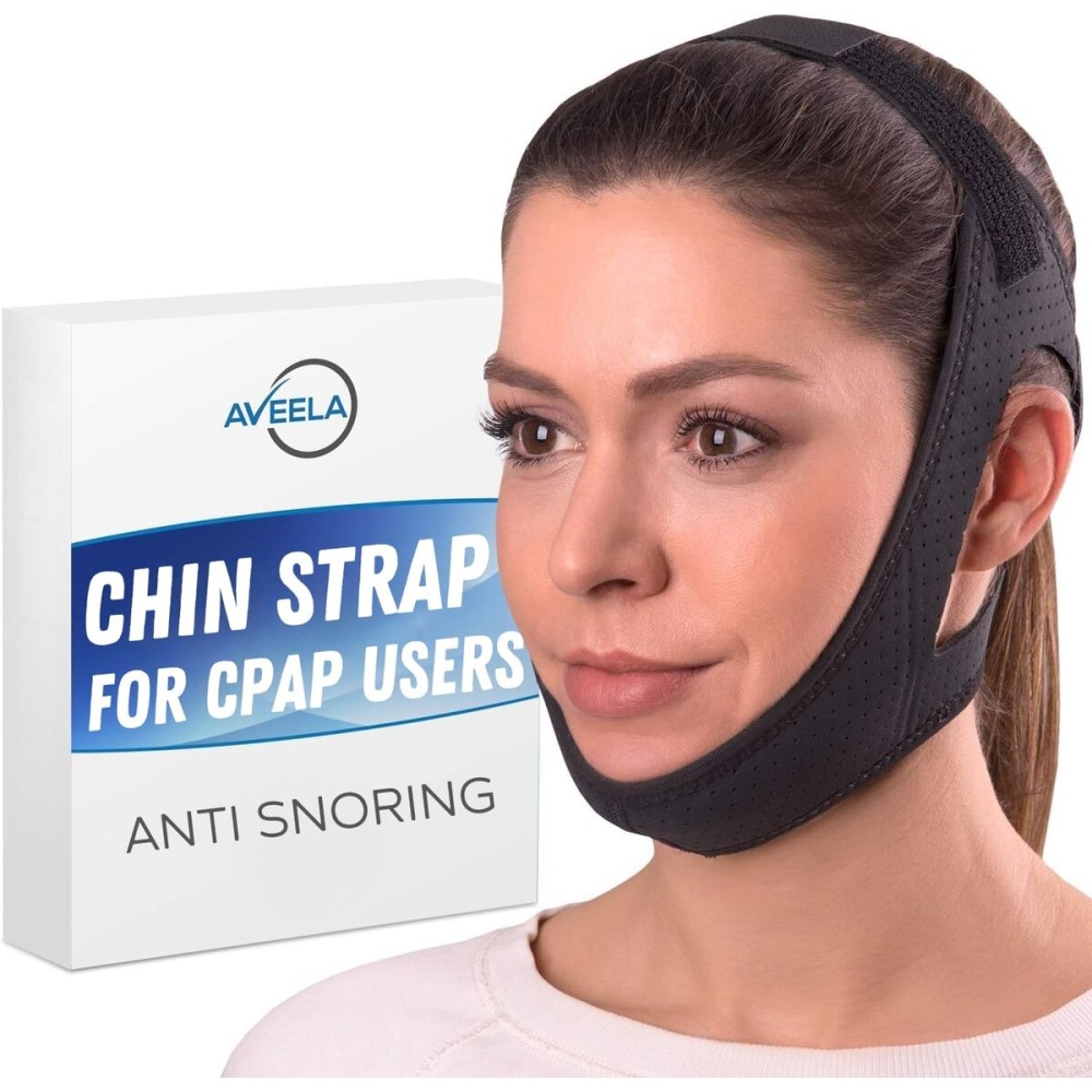AVEELA Chin Strap for Sleeping and CPAP Users | Anti Snoring Chin Strap, Adjustable Jaw Strap for Sleep Apnea, Stop Snoring Solution for Men and Women, Comfortable Fit to Keep Mouth Closed - Large