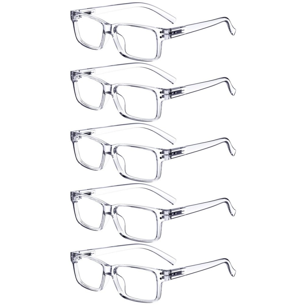 Eyekepper Vintage Reading Glasses for Men - 5 Pack Spring Hinges Classic Readers - Clear Frame +1.00
