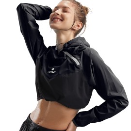 HOTSUIT Sauna Jacket for Women Odorless Sweat Jacket for Women Weight Loss Anti Rip Sauna Suit for Workout Gym, Black, 3XL