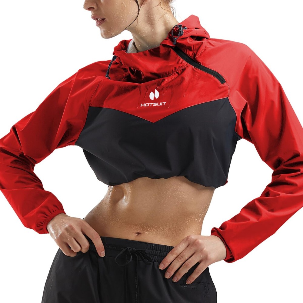 HOTSUIT Sauna Jacket for Women Odorless Sweat Jacket for Women Weight Loss Anti Rip Sauna Suit for Workout Gym, Red, XXL
