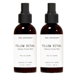 Muse Apothecary Pillow Ritual - Aromatic, Calming and Relaxing Pillow Mist, Linen and Fabric Spray - Infused with Natural Aromatherapy Essential Oils - 4 oz, Fleur du Lavender, 2 Pack