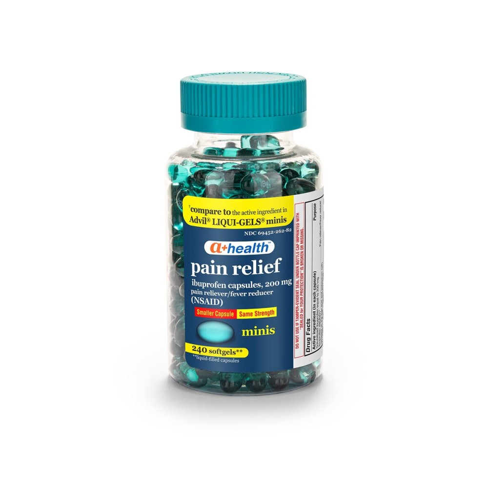 A+Health Mini Ibuprofen 200 Mg Softgels, Pain Reliever/Fever Reducer (NSAID), 240 Count