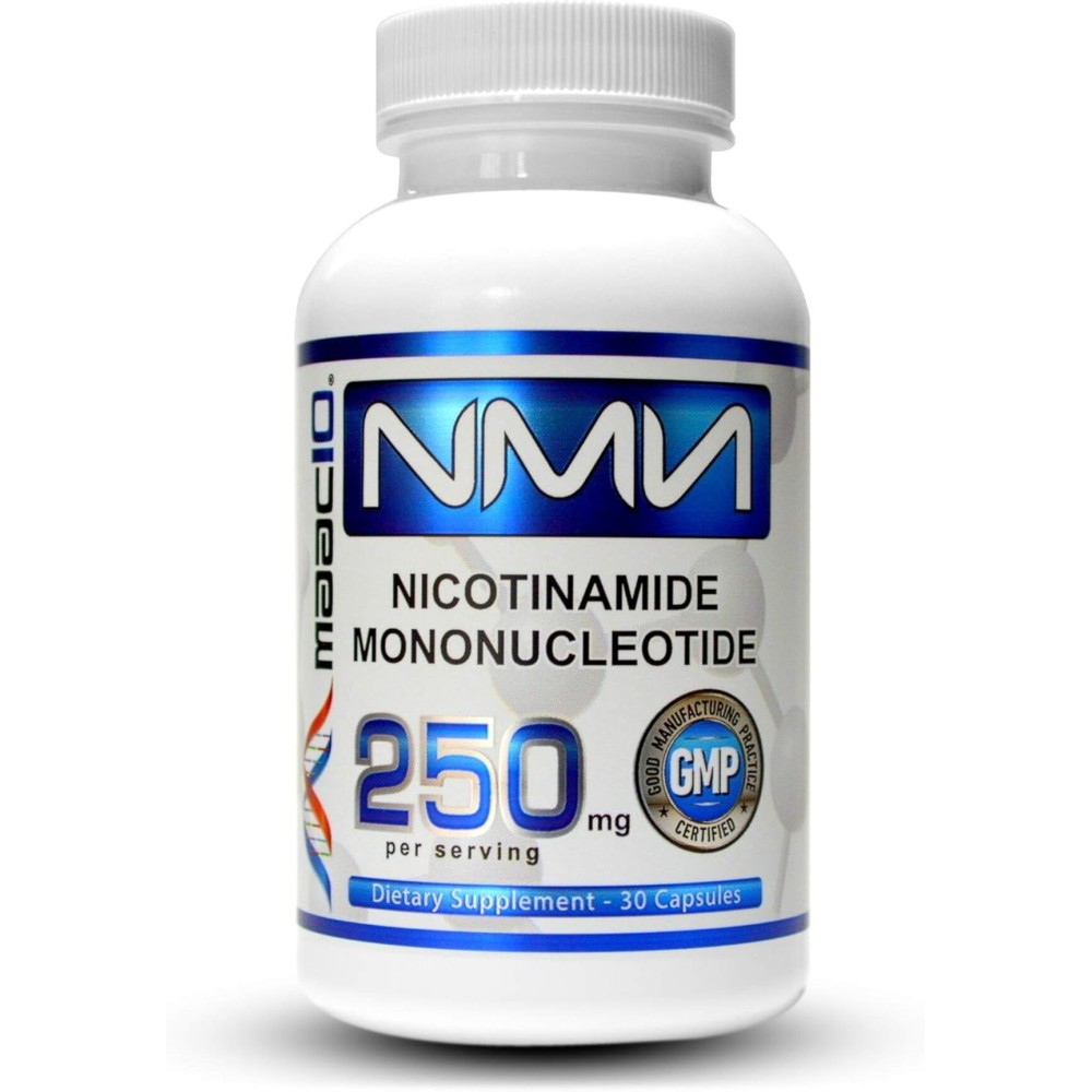 MAAC10 NMN Supplement 250mg Capsules - Genuine NMN Nicotinamide Mononucleotide NAD+ Supplement, Stabilized Form, Pairs Well with Trans-Resveratrol (30 x 250mg Capsules).