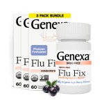 Genexa Flu Fix | Multi-Symptom Flu Remedy for Kids & Adults | Delicious Organic Acai Berry Flavor | Certified Organic & Non-GMO | Homeopathic Remedy Made Clean | 180 Chewable Tablets (3 Pack)
