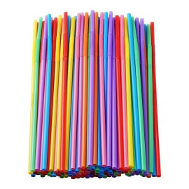 100 Pcs Colorful Plastic Long Flexible Straws.(0.23\'\'diameter and 10.2long)