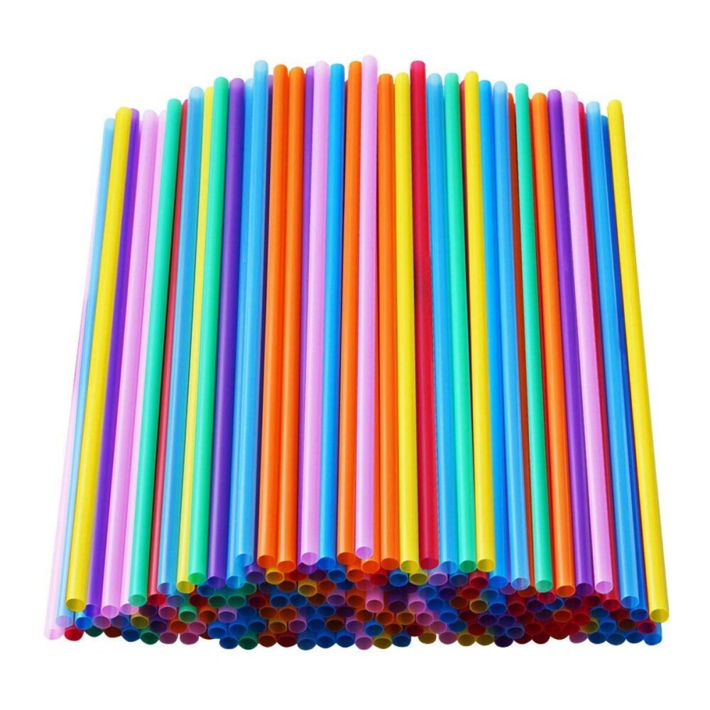 200 Pcs Colorful Plastic Long Disposable Drinking Straws. (0.23\'\'diameter and 10.2long)