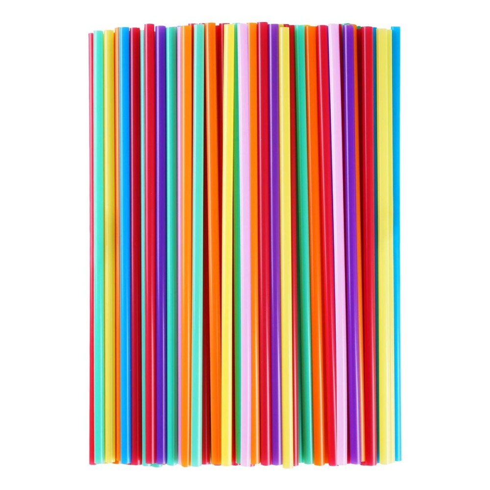 100 Pcs Colorful Plastic Long Disposable Drinking Straws. (0.23\'\'diameter and 10.2long)