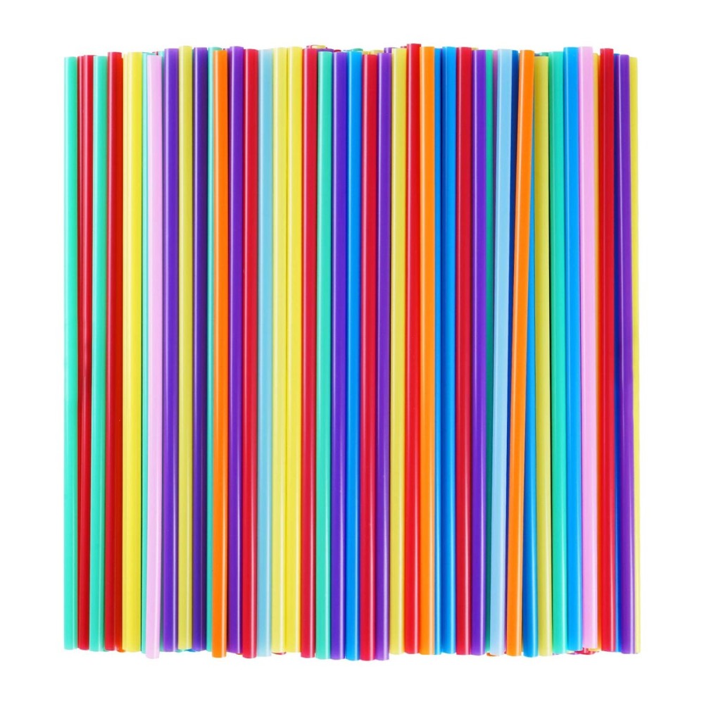 300 Pcs Colorful Plastic Long Disposable Drinking Straws. (0.23\'\'diameter and 10.2long)