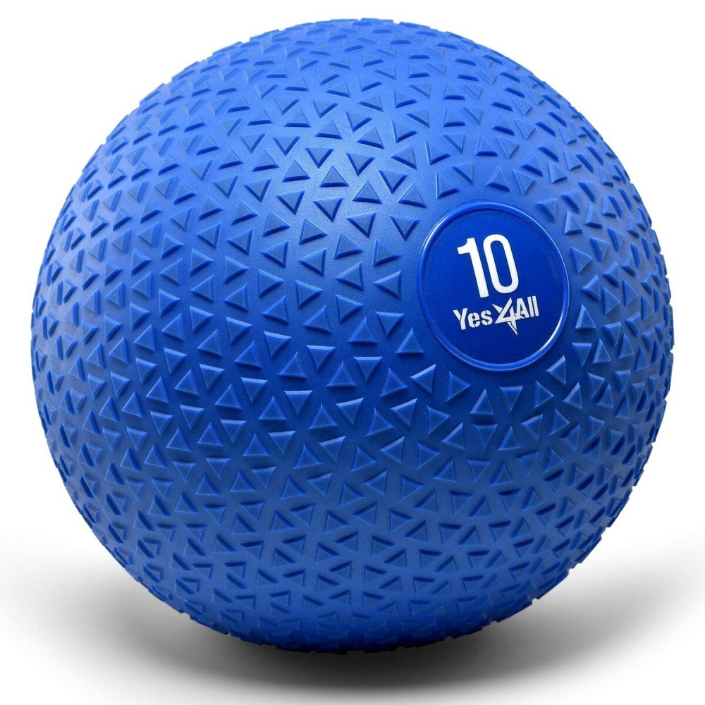 Yes4All Slam Balls, 10-40lb Weighted Ball Weight, Durable PVC Sand Filled Workout Dynamic Slam Ball for Strength Training, Triangle, Blue, 10lbs