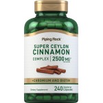 Piping Rock Super Ceylon Cinnamon Complex Capsules | 2500 mg | 240 Powder Pills | Extract Supplement with Chromium and Biotin | Vegetarian, Non-GMO, Gluten Free