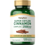 Piping Rock Ceylon Cinnamon Capsules 2500 mg | 120 Pills | Complex Supplement with Chromium and Biotin | Vegetarian, Non-GMO, Gluten Free