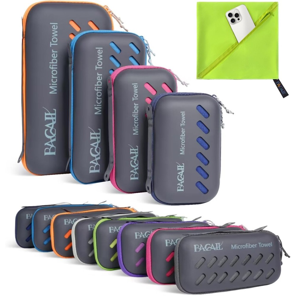 BAGAIL Microfiber Travel Towel, Green, 16 x 32 inches, Quick Dry, Super Absorbent, Compact and Lightweight, Skin Friendly