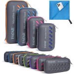BAGAIL Camping Towel with EVA Case, Compact & Ultra Soft Microfiber Travel Towel - Super Absorbent & Lightweight Quick Dry Towels for Sports, Beach, Gym, Backpacking, Hiking and Yoga - Blue, XS