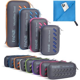 BAGAIL Camping Towel with EVA Case, Compact & Ultra Soft Microfiber Travel Towel - Super Absorbent & Lightweight Quick Dry Towels for Sports, Beach, Gym, Backpacking, Hiking and Yoga - Blue, XS