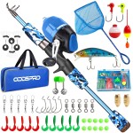 ODDSPRO Kids Fishing Pole - Kids Fishing Starter Kit - with Tackle Box, Reel, Practice Plug, Beginner\'s Guide and Travel Bag for Boys, Girls